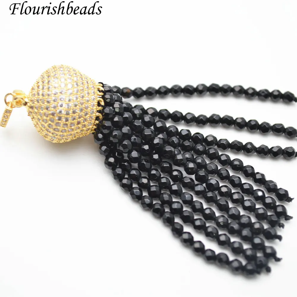 Paved CZ Beads Crown Metal Cap 3mm Faceted Black Onyx Agate Stone Round Beads Tasssel Pendant Fit Fashion Necklace Making
Paved CZ Beads Crown Metal Cap 3mm Faceted Black Onyx Agate Stone Round Beads Tasssel Pendant Fit Fashion Necklace Making