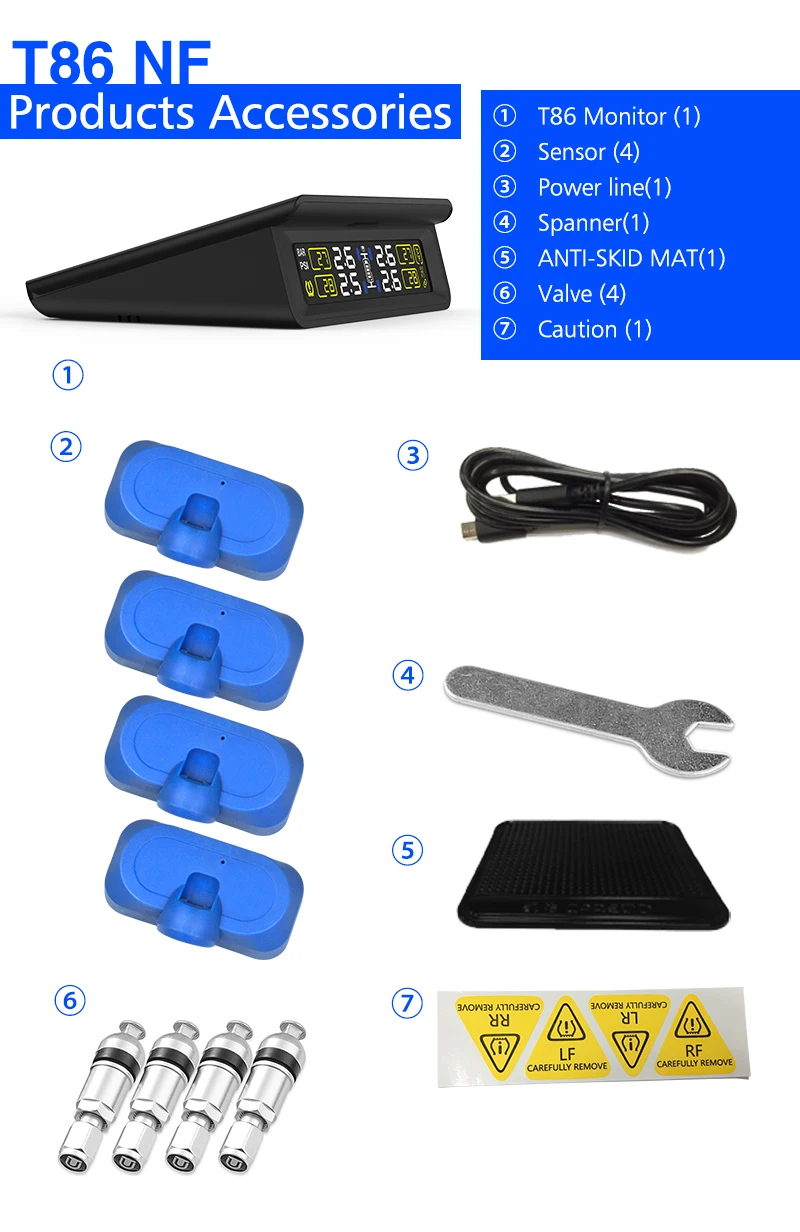 T86 Solar Power USB Charge Car TPMS Wireless Tyre Tire Pressure Monitoring System with 4 Internal / External Sensors
T86 Solar Power USB Charge Car TPMS Wireless Tyre Tire Pressure Monitoring System with 4 Internal / External Sensors