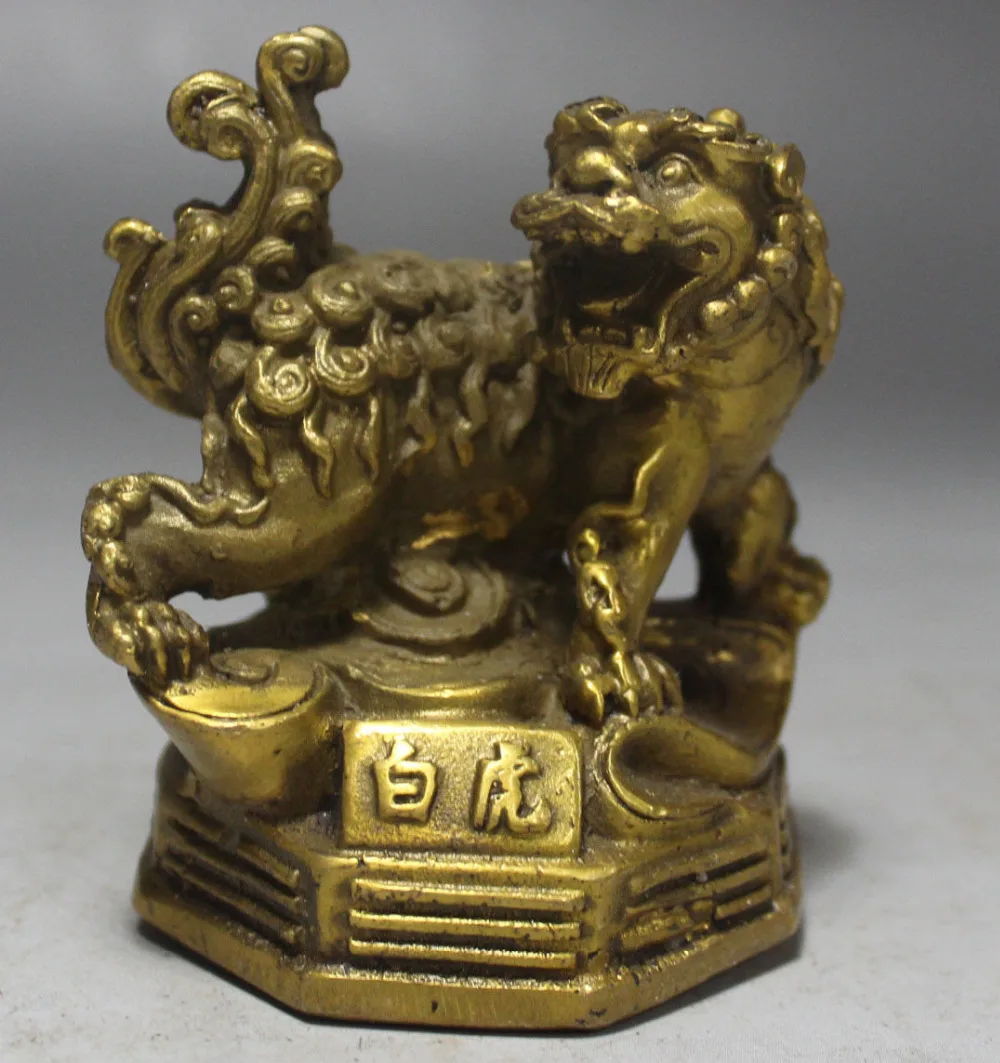 

xd 002074 9CM Chinese Fengshui Folk Bronze Zodiac Year Animal Tiger Statue Sculpture