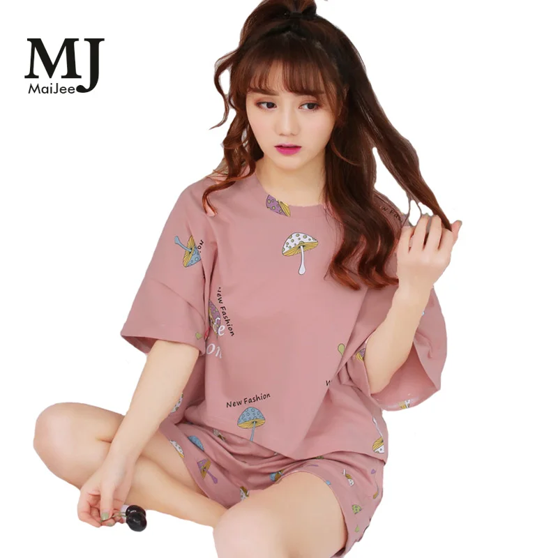 X038 MaiJee пижамы Chemise De Nuit Femme Для женщин Ночное 2019 Новый модный стиль короткий рукав