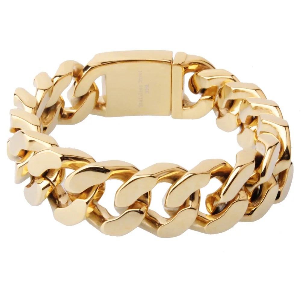 New Brand Punk Style 20mm 23cm Mens Bracelet Curb Link Chain 316L Stainless Steel Bracelet Gold Color High Quality
New Brand Punk Style 20mm 23cm Mens Bracelet Curb Link Chain 316L Stainless Steel Bracelet Gold Color High Quality