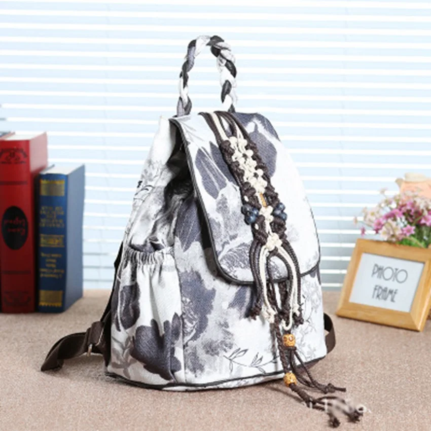 New ethnic style women's bag new backpack ink painting canvas backpack large capacity travel backpack
New ethnic style women's bag new backpack ink painting canvas backpack large capacity travel backpack
