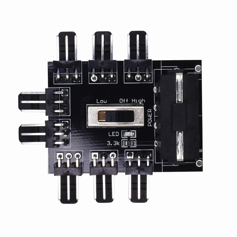 1 шт. Gdstime черный D Тип 4Pin от Molex до 8 x 3Pin вентилятор HUB поворотный высокоскоростной