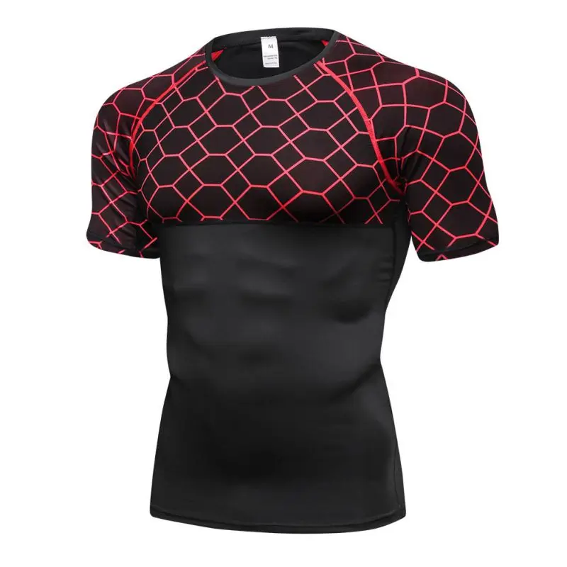 Men's Fitness Short Sleeve Print Splicing Sports Running Training Sweat Quick Dry High Elastic Tights 5 colors
Men's Fitness Short Sleeve Print Splicing Sports Running Training Sweat Quick Dry High Elastic Tights 5 colors