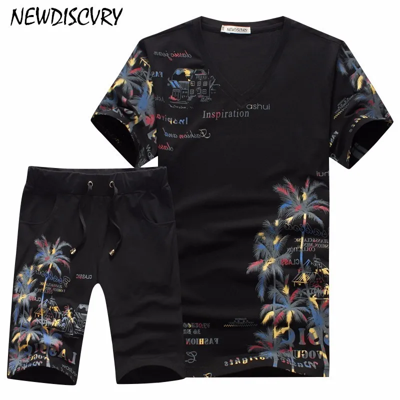 NEWDISCVRY лето для мужчин s костюмы Мода 2018 г. футболка + шорты женщин наборы ухода за