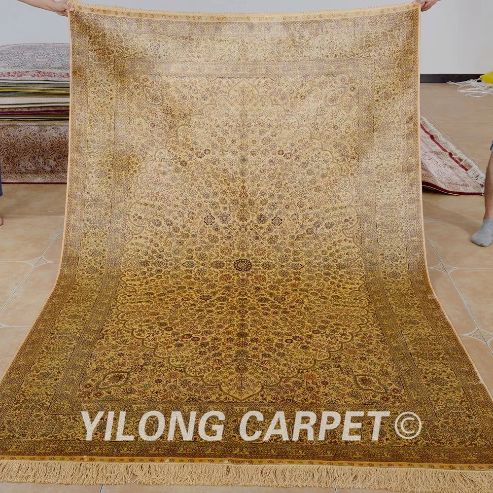 Yilong 5'x8' persian rugs for sale beige vantage hand knotted traditional Qum rug 100% silk (1018)
Yilong 5'x8' persian rugs for sale beige vantage hand knotted traditional Qum rug 100% silk (1018)