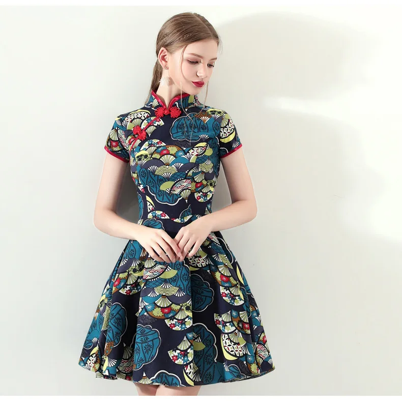 Elegant Ladies Print Flower Qipao Classic Mandarin Collar Short Dress Slim Mini Cheongsam Performance Vestidos Size S-XXXL
Elegant Ladies Print Flower Qipao Classic Mandarin Collar Short Dress Slim Mini Cheongsam Performance Vestidos Size S-XXXL