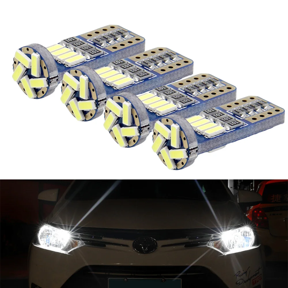 10 шт. Автомобильные светодиодные лампы T10 LED W5W 194 без ошибок 4014 15 светодиодный