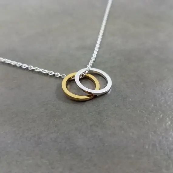 Hollow Open Two Colors Double Tone Circles Necklace Simple Geometric Initial Eternity Karma Circular Round Dual Necklaces
Hollow Open Two Colors Double Tone Circles Necklace Simple Geometric Initial Eternity Karma Circular Round Dual Necklaces