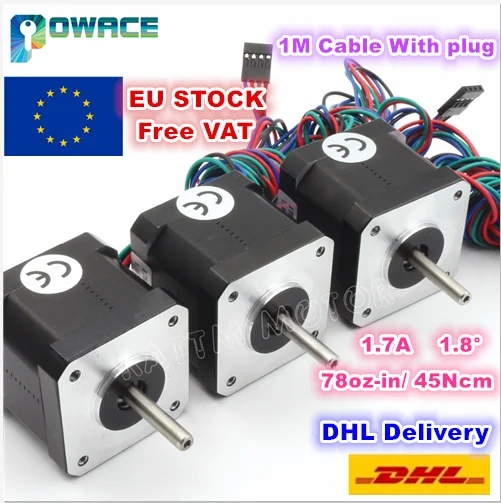 3PCs Nema17 CNC Stepper Motor 4-lead 1M Cable Connect for 3D Printer Semiconductor Equipment Milling Machine
3PCs Nema17 CNC Stepper Motor 4-lead 1M Cable Connect for 3D Printer Semiconductor Equipment Milling Machine