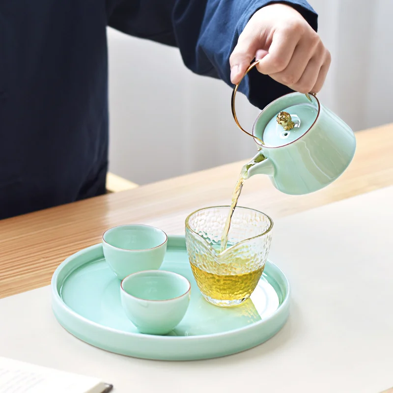 Brief Ceramic Porcelain Solid Color Tea Set Puer Teacups Drinkware Teapot Teaware Tray Home Fruit Round Plate for Tea Ceremony
Brief Ceramic Porcelain Solid Color Tea Set Puer Teacups Drinkware Teapot Teaware Tray Home Fruit Round Plate for Tea Ceremony
