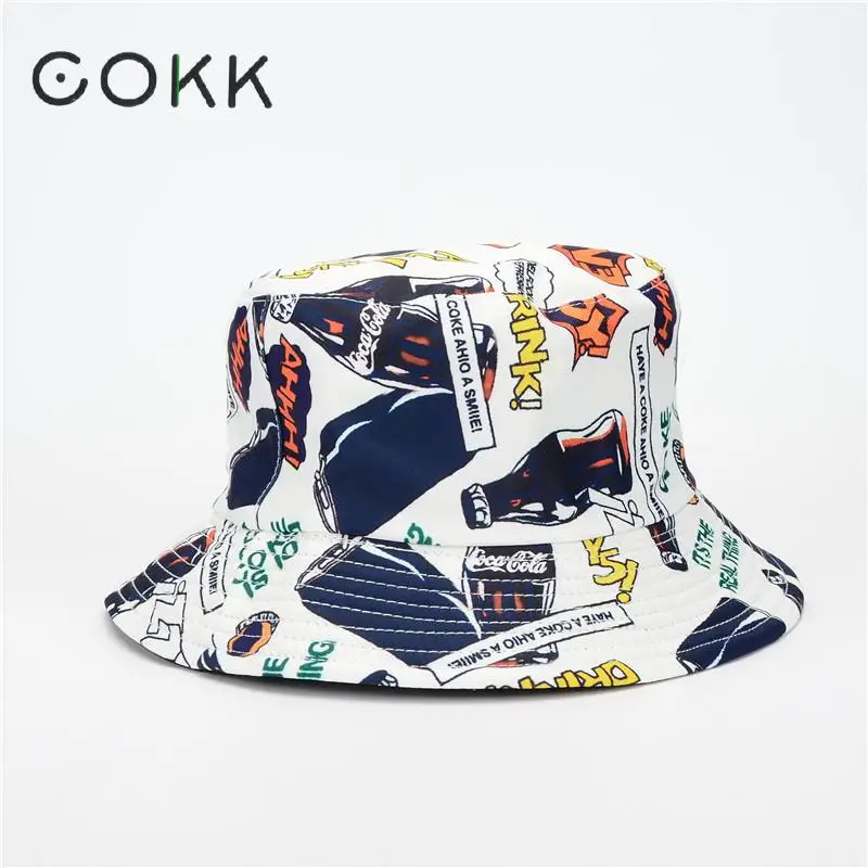 COKK Hip Hop Bucket Hat Women Mens Panama Cap Coke Bottle Pattern Double Sides Fisherman Hat Female Male Bucket Hats Kpop Korean
COKK Hip Hop Bucket Hat Women Mens Panama Cap Coke Bottle Pattern Double Sides Fisherman Hat Female Male Bucket Hats Kpop Korean