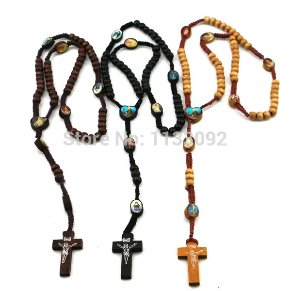 free ePacket 36pcs/lot 3colors Catholic Christ Rosary Wooden Beads Rosary Necklace with Wood Cross
free ePacket 36pcs/lot 3colors Catholic Christ Rosary Wooden Beads Rosary Necklace with Wood Cross