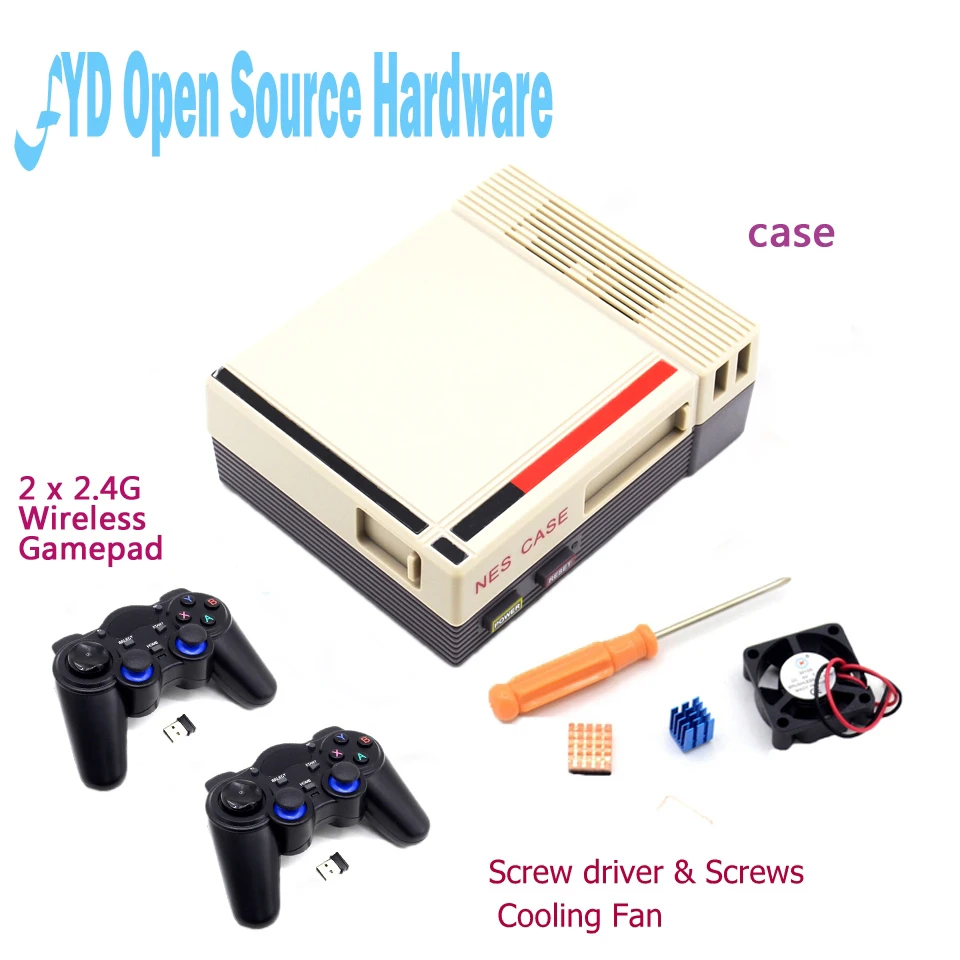 Mini NES Retroflag Case with Cooling Fan and 2 x 2.4G Wireless Gamepad for RetroPie Raspberry Pi 3/2/B+
Mini NES Retroflag Case with Cooling Fan and 2 x 2.4G Wireless Gamepad for RetroPie Raspberry Pi 3/2/B+