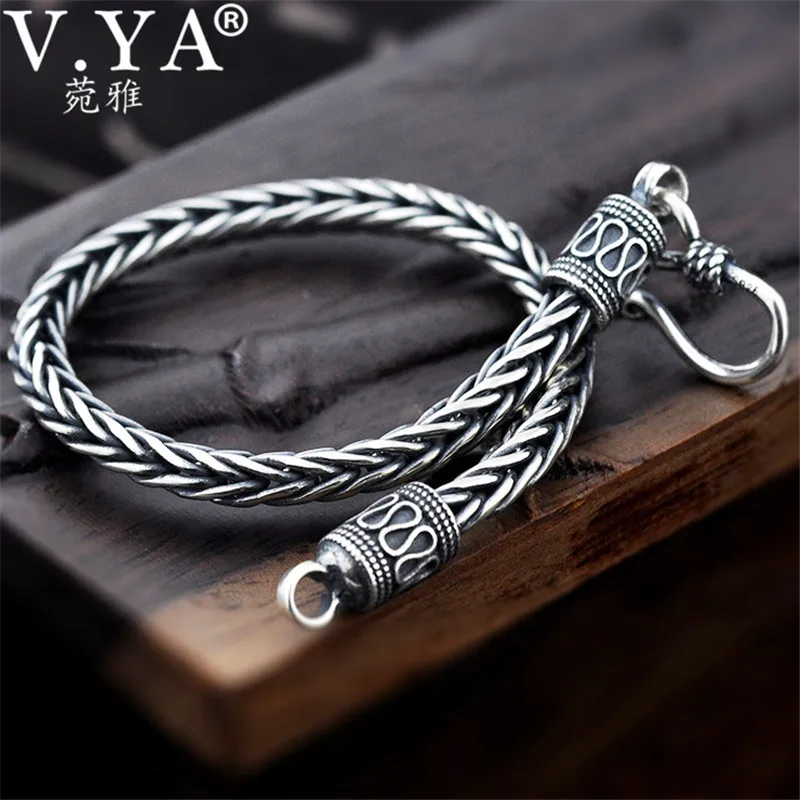 V.YA 4MM 5MM Thai Silver Male Bracelets 100% 925 Sterling Silver Snake Chain Bracelet for Men Vintage Style Fine Jewelry
V.YA 4MM 5MM Thai Silver Male Bracelets 100% 925 Sterling Silver Snake Chain Bracelet for Men Vintage Style Fine Jewelry
