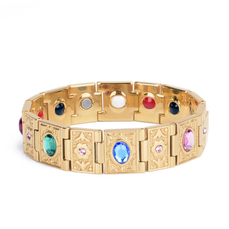 Seven color Gemstone bracelet vintage gold titanium steel jewelry men's magnet healthy stainless steel jewelry
Seven color Gemstone bracelet vintage gold titanium steel jewelry men's magnet healthy stainless steel jewelry