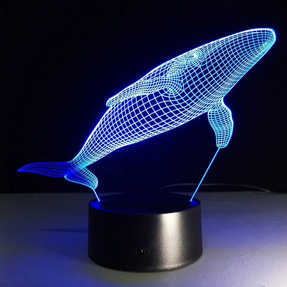 Кашалот 3D светодиодный светильник Новинка Usb ночной Светильник лампе деко