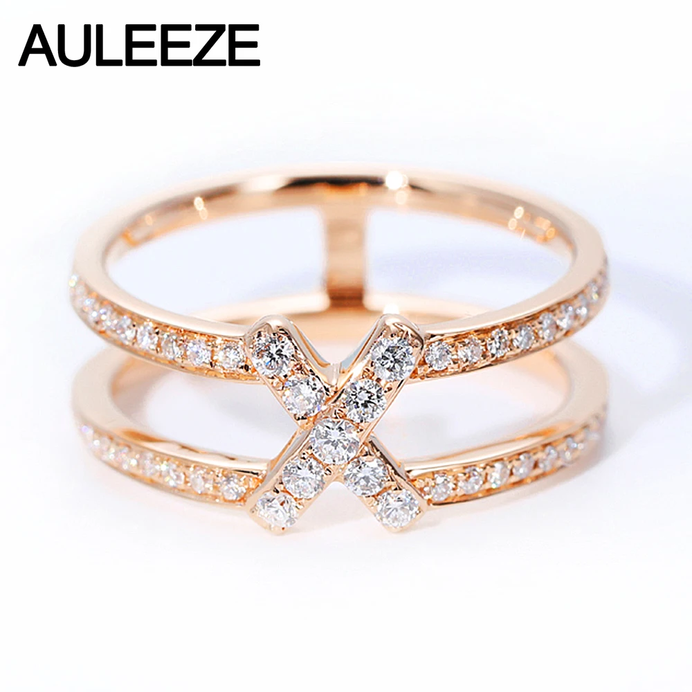 AULEEZE Trendy X Letter 0.36ctw Natural Diamond Engagement Ring Real 18K Rose Gold Party Rings For Women Fine Jewelry
AULEEZE Trendy X Letter 0.36ctw Natural Diamond Engagement Ring Real 18K Rose Gold Party Rings For Women Fine Jewelry