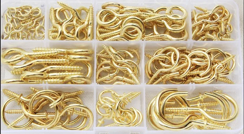one set golden ceiling lamp hook holder screw metal open end screw hooks self -tapping screws assortment kit with box230
one set golden ceiling lamp hook holder screw metal open end screw hooks self -tapping screws assortment kit with box230