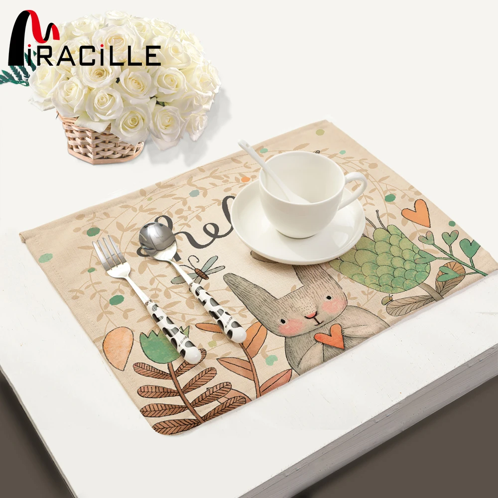 Miracille Cute Rabbit Letter Series Cotton Linen Table Placemat Coaster Home Table Napkin Mat for Children Kitchen Accessories
Miracille Cute Rabbit Letter Series Cotton Linen Table Placemat Coaster Home Table Napkin Mat for Children Kitchen Accessories