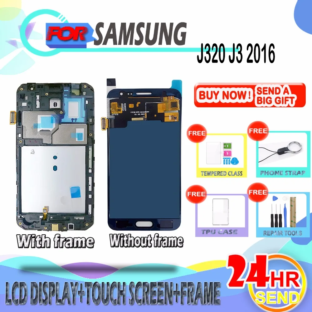 SzHAIyu Brihtness Регулируемый ЖК дисплей сенсорный экран для Samsung J3 2016 J320 J320F J320H