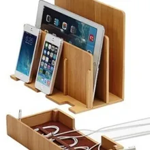 Multi-Function Natural Bamboo Wood Charge Station Charging Dock Cradle Stand Holder Storage box For iPhone 13 14 Pro iPad MAC