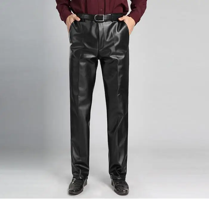 Spring and autumn male leather pants mens high waist loose straight motorcycle PU leather trousers mens fashion black
Spring and autumn male leather pants mens high waist loose straight motorcycle PU leather trousers mens fashion black