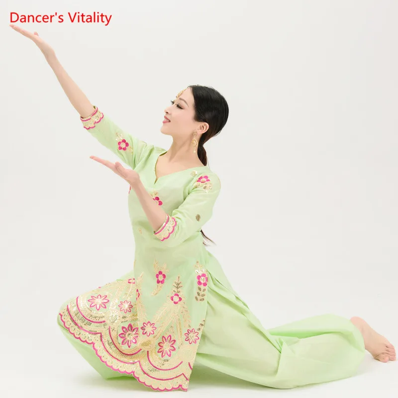 New India Dance Clothes Practice Suit Handmade Sequins Embroidery Tops+Wide-leg Pants 2pcs Set For Women Belly Dance Costumes
New India Dance Clothes Practice Suit Handmade Sequins Embroidery Tops+Wide-leg Pants 2pcs Set For Women Belly Dance Costumes