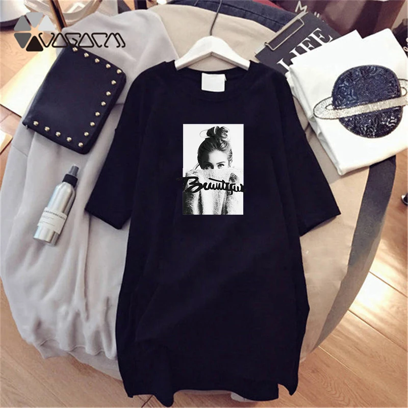 Girls Print Summer T-shirt Dress Women Short Sleeve White Black Dress Casual Loose Clothes Vestidos Party Dresses
Girls Print Summer T-shirt Dress Women Short Sleeve White Black Dress Casual Loose Clothes Vestidos Party Dresses