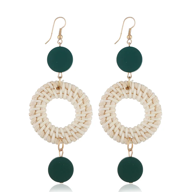 Fashion Creative Handmade Rattan Weaving Hollow Round Water Drop Pendant Earrings Bohemian Ethnic Exquisite Women's Earrings
Fashion Creative Handmade Rattan Weaving Hollow Round Water Drop Pendant Earrings Bohemian Ethnic Exquisite Women's Earrings