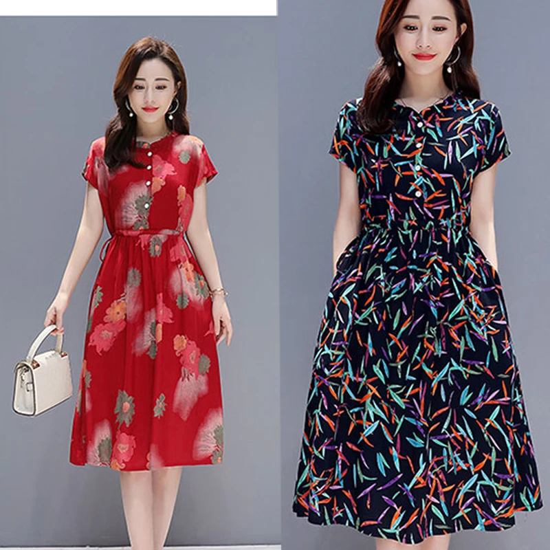 women Dress fat Summer slim round neck short-sleeved belt dress Large size beach dress elegant lady dress casual female sundress
women Dress fat Summer slim round neck short-sleeved belt dress Large size beach dress elegant lady dress casual female sundress