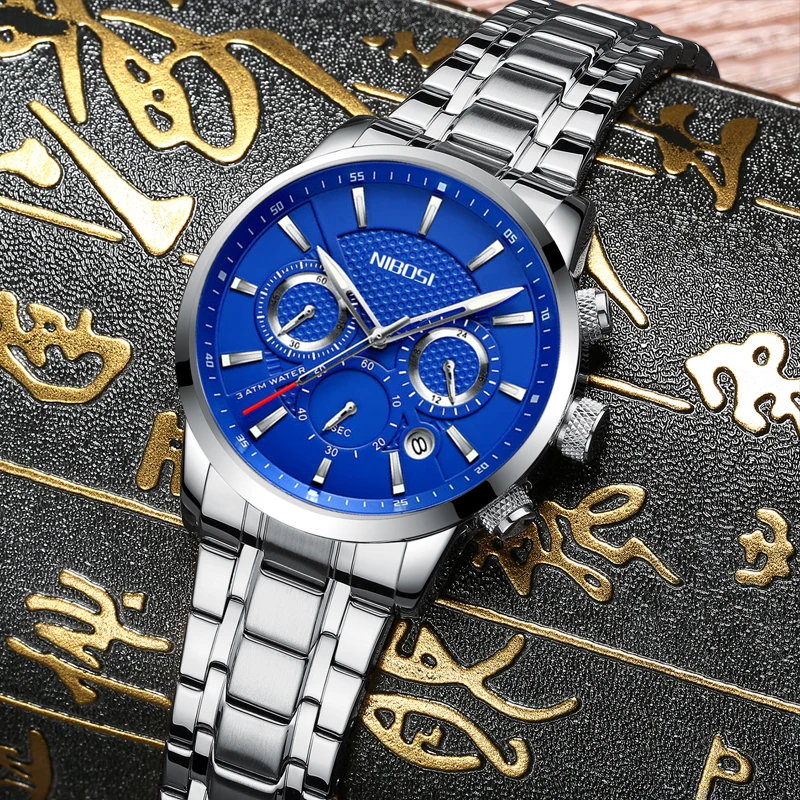 NIBOSI Men's Watch Classic Luxury Fashion Quartz Chronograph All Steel Waterproof Clock Relogio Masculino | Наручные часы