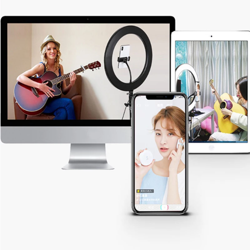 Dimmable LED Selfie Ring Light 24W 5600K Studio Photography Photo Live Fill Ring Light with Remote Control for Smartphone Makeup
Dimmable LED Selfie Ring Light 24W 5600K Studio Photography Photo Live Fill Ring Light with Remote Control for Smartphone Makeup