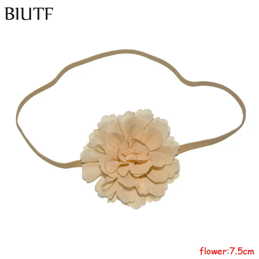 20pcs/lot Skinny Elastic Headband Girl Simple Style 7.5cm Chiffon Flower Hairband DIY Boutique 12 Color for Choose HB030 | Аксессуары