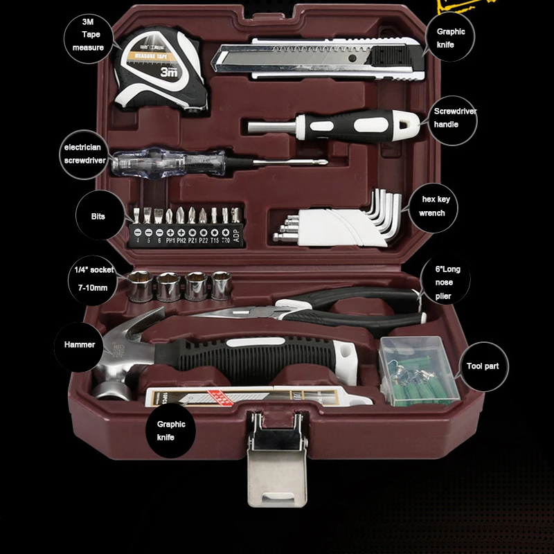 Hand Tools Set Household Repair Tool Kit with Pastic Case Electrician Screwdriver Hammer Plier Home Common Hand Tools Set
Hand Tools Set Household Repair Tool Kit with Pastic Case Electrician Screwdriver Hammer Plier Home Common Hand Tools Set