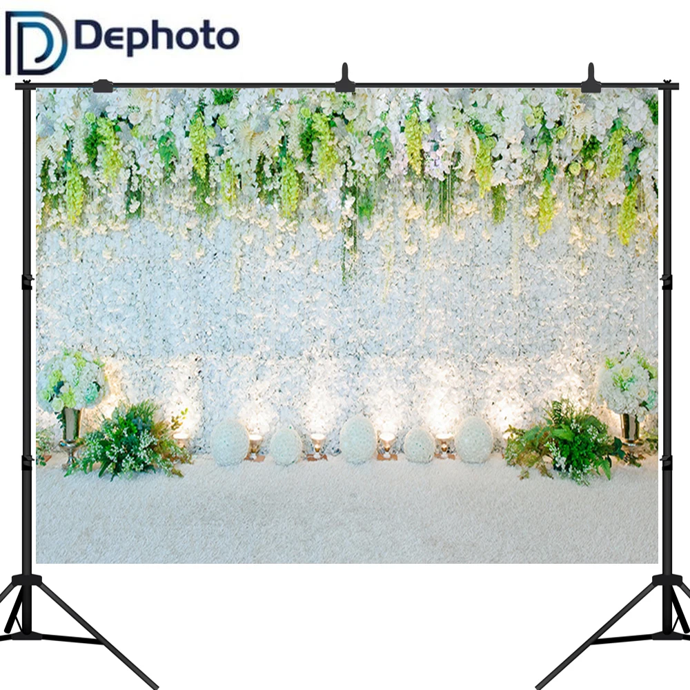 

Dephoto Свадебный Цветочный фон белая стена Свадебная сцена кисточка для портретной фотосъемки фотосессия Фотостудия