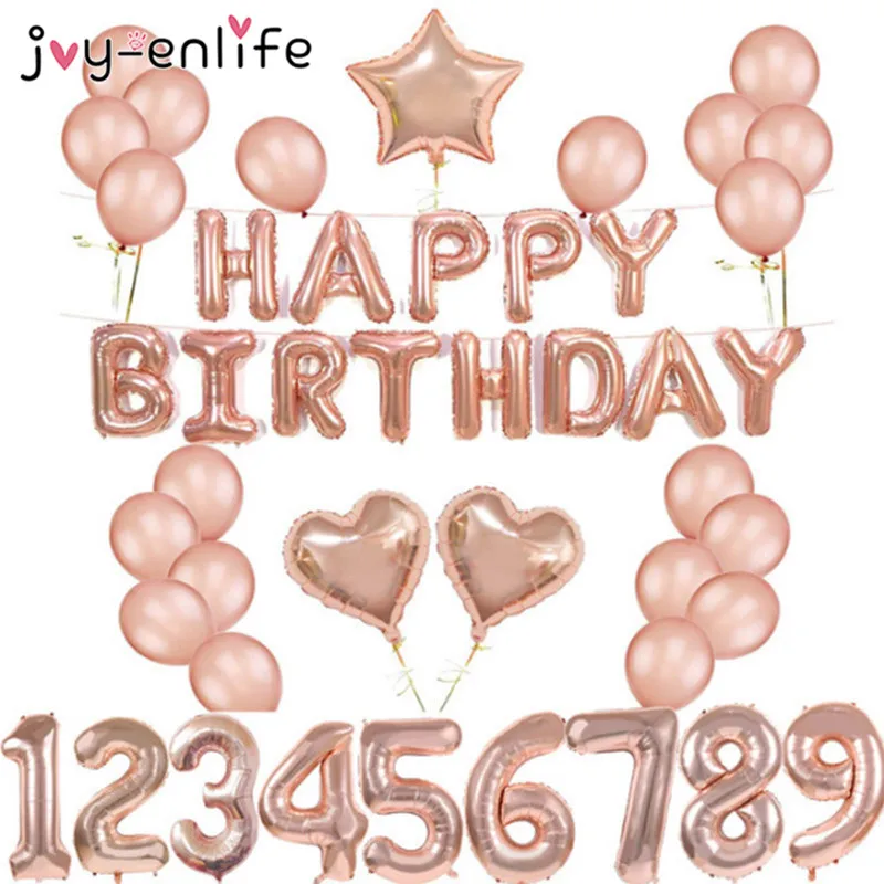Rose Gold Birthday Party Balloons Set Happy Birthday Party Decoration Adult Foil Balloons Air Ballons Globos Supplies
Rose Gold Birthday Party Balloons Set Happy Birthday Party Decoration Adult Foil Balloons Air Ballons Globos Supplies