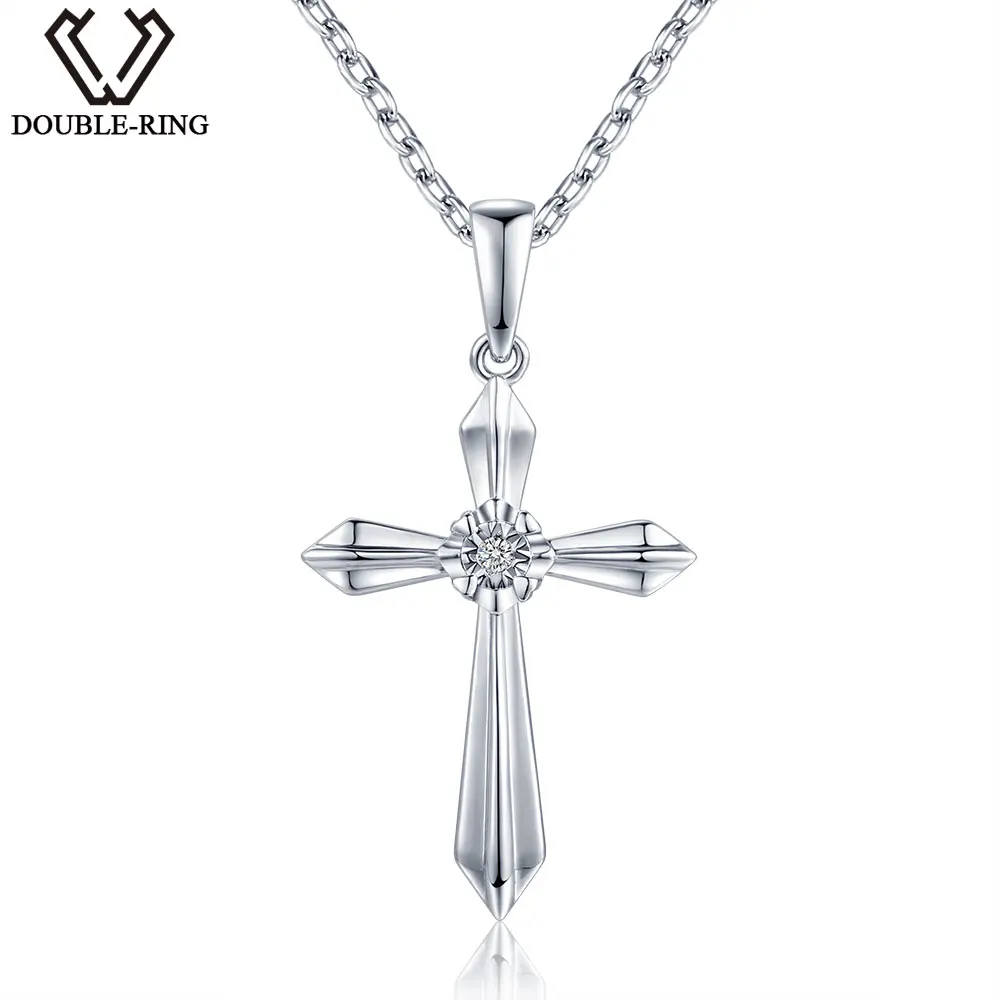 DOUBLE-R 0.01ct Natural Diamond Jewelry Cross Pendant Women 925 Sterling Silver Necklace Chain Classic Female Jewelry Gift
DOUBLE-R 0.01ct Natural Diamond Jewelry Cross Pendant Women 925 Sterling Silver Necklace Chain Classic Female Jewelry Gift