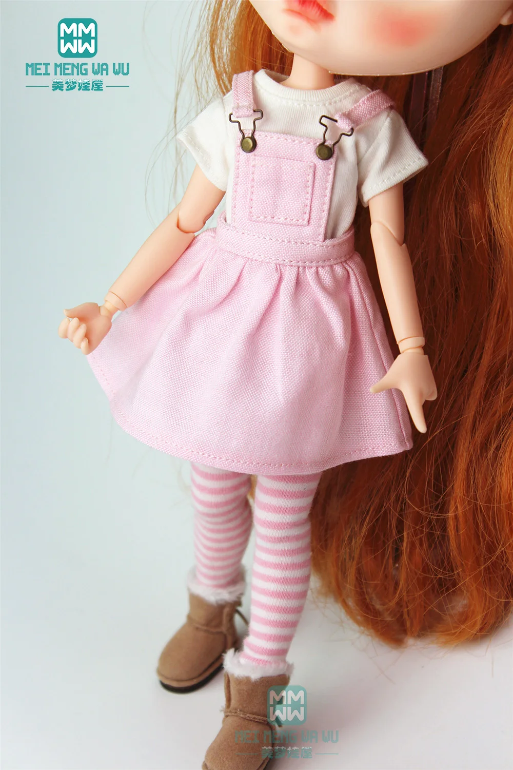 1 шт. Одежда для кукол Blyth модное платье на бретелях в клетку футболка Azone obitsu FR 1/6 |