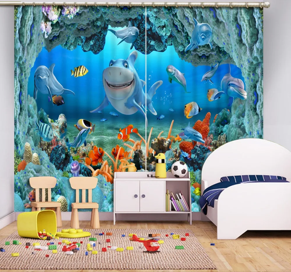 stereoscopic curtains Underwater world window curtain living room Child curtain window customize
stereoscopic curtains Underwater world window curtain living room Child curtain window customize