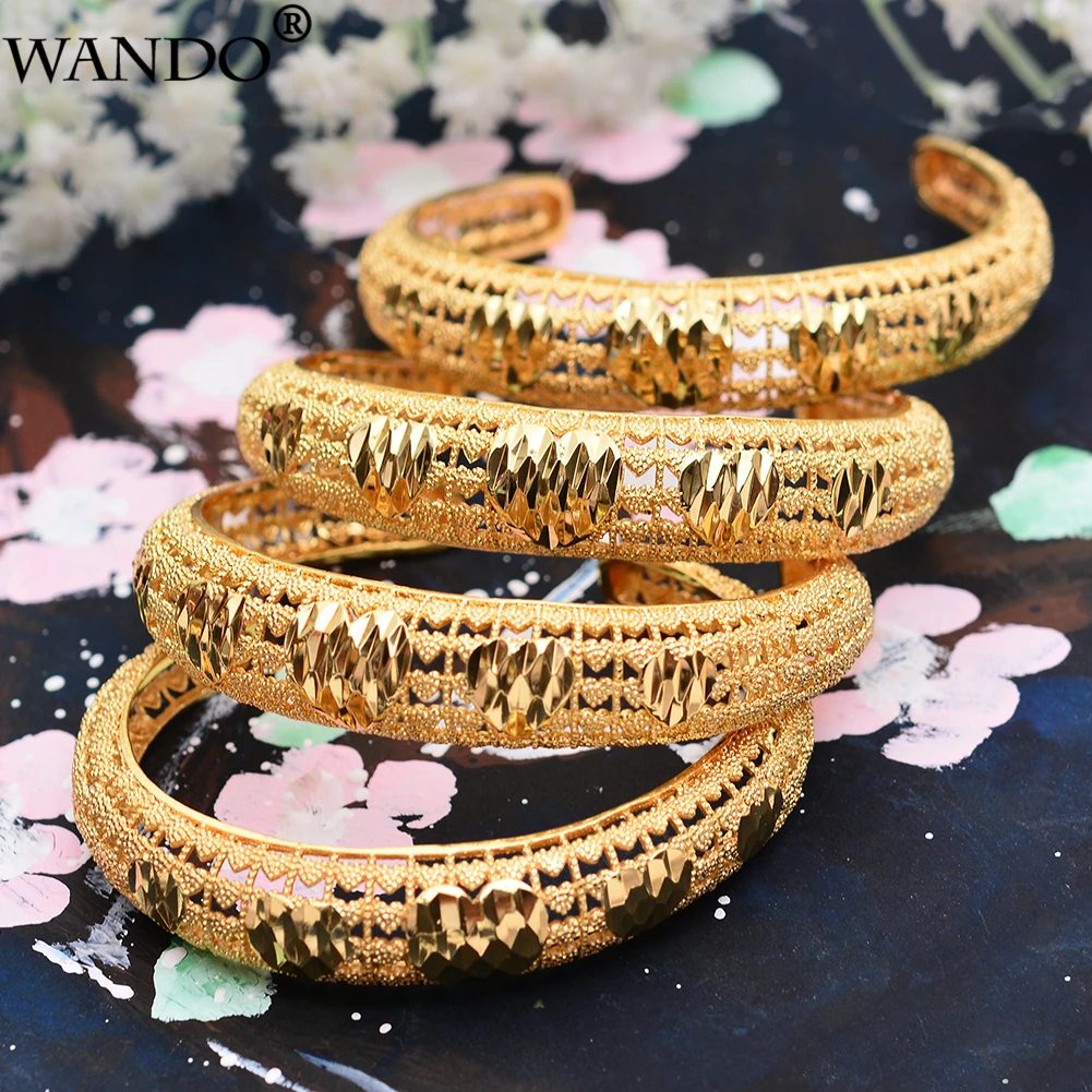 WANDO 4Pcs Luxury Heart Gold Color Jewelry Dubai Bangles for Women Gold Jewelry Ethiopian African wedding Bracelet Arab Gifts
WANDO 4Pcs Luxury Heart Gold Color Jewelry Dubai Bangles for Women Gold Jewelry Ethiopian African wedding Bracelet Arab Gifts