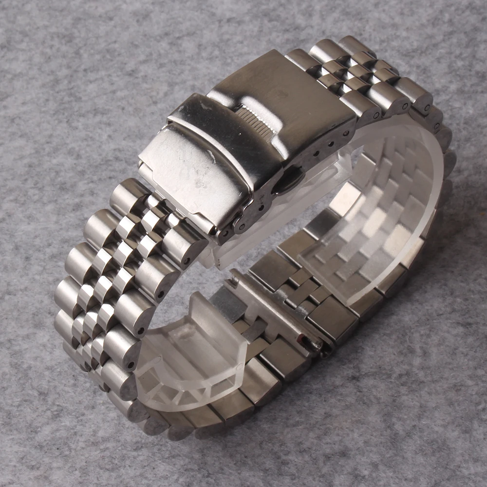 Ремешок для часов из нержавеющей стали стильный серебристый браслет с застежкой