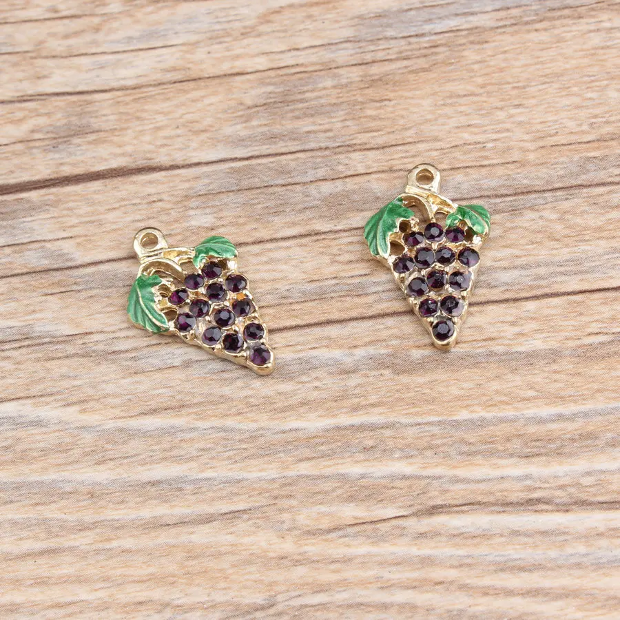 10PCS/Lot Fashion Jewelry Zinc Metal Alloy Gold Color Tone Green Leaf Purple Rhinestone Grape Enamel Charm Pendants
10PCS/Lot Fashion Jewelry Zinc Metal Alloy Gold Color Tone Green Leaf Purple Rhinestone Grape Enamel Charm Pendants
