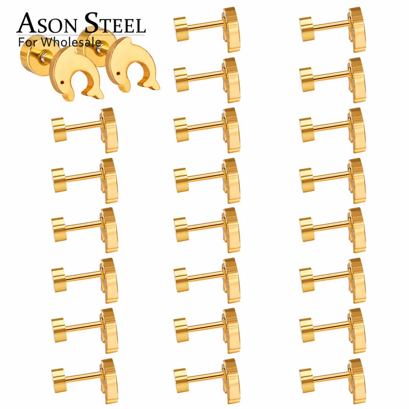 ASONSTEEL 12 Pairs Cute Jewelry Dolphin Stud Earrings Silver Color Stainless Steel Earrings for Children's Birthday Gift
ASONSTEEL 12 Pairs Cute Jewelry Dolphin Stud Earrings Silver Color Stainless Steel Earrings for Children's Birthday Gift