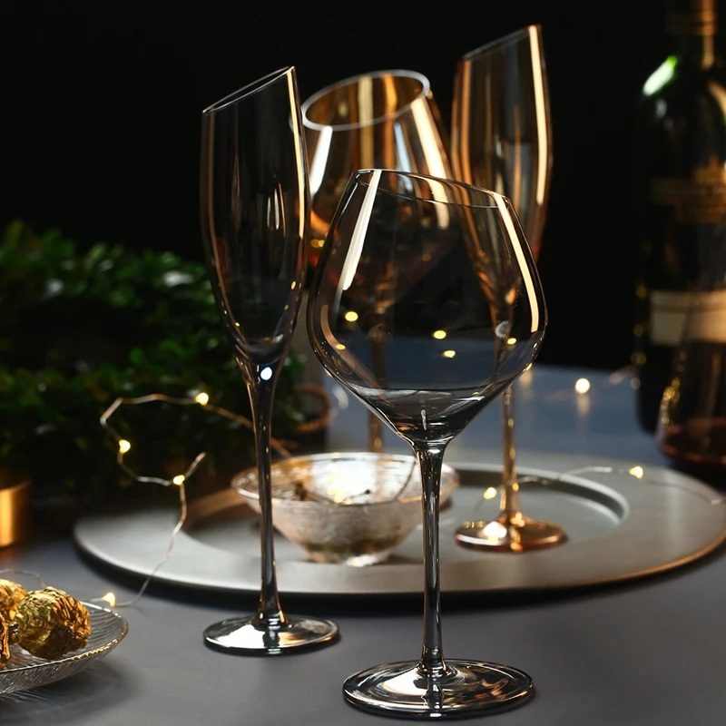 Creative Crystal Glass Champagne Flutes Electroplated Amber smoke gray wine glass Household goblet wedding Wine Glasses Drinkwar
Creative Crystal Glass Champagne Flutes Electroplated Amber smoke gray wine glass Household goblet wedding Wine Glasses Drinkwar