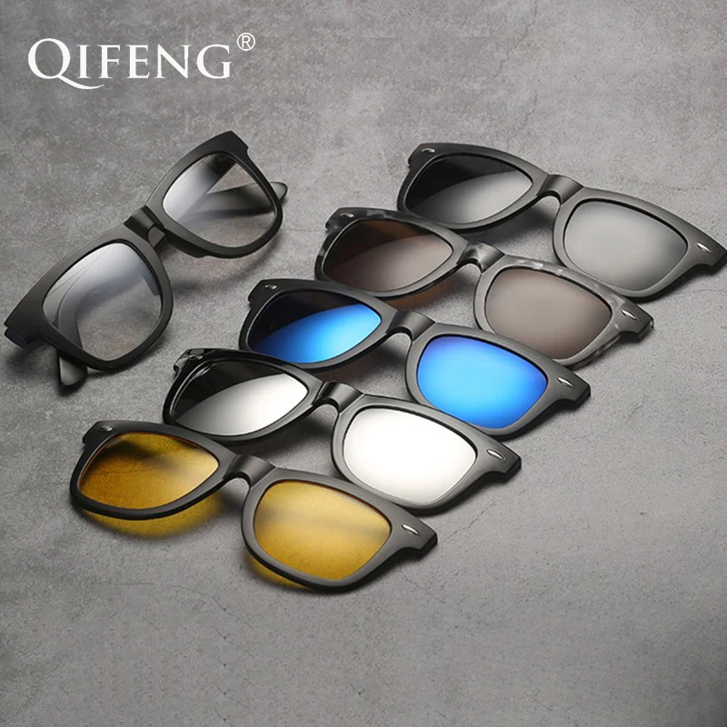 Optical Spectacle Frame Men Women High Quality TR90 With 5 Clip On Sunglasses Polarized Magnetic Glasses Eyeglasses QF123 
Optical Spectacle Frame Men Women High Quality TR90 With 5 Clip On Sunglasses Polarized Magnetic Glasses Eyeglasses QF123