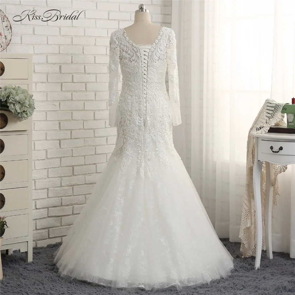 Vestidos de noiva великолепные свадебные платья русалки с длинным рукавом на шнуровке сзади винтажные с v-образным вырезом Длинные свадебные плать...
Vestidos de noiva великолепные свадебные платья русалки с длинным рукавом на шнуровке сзади винтажные с v-образным вырезом Длинные свадебные плать...