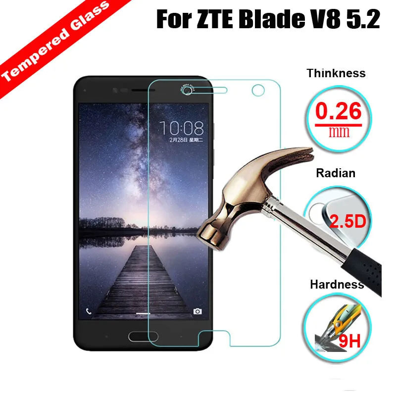 Закаленное стекло 2.5D для ZTE Blade V8 5 2 ультратонкое жесткое противоударное