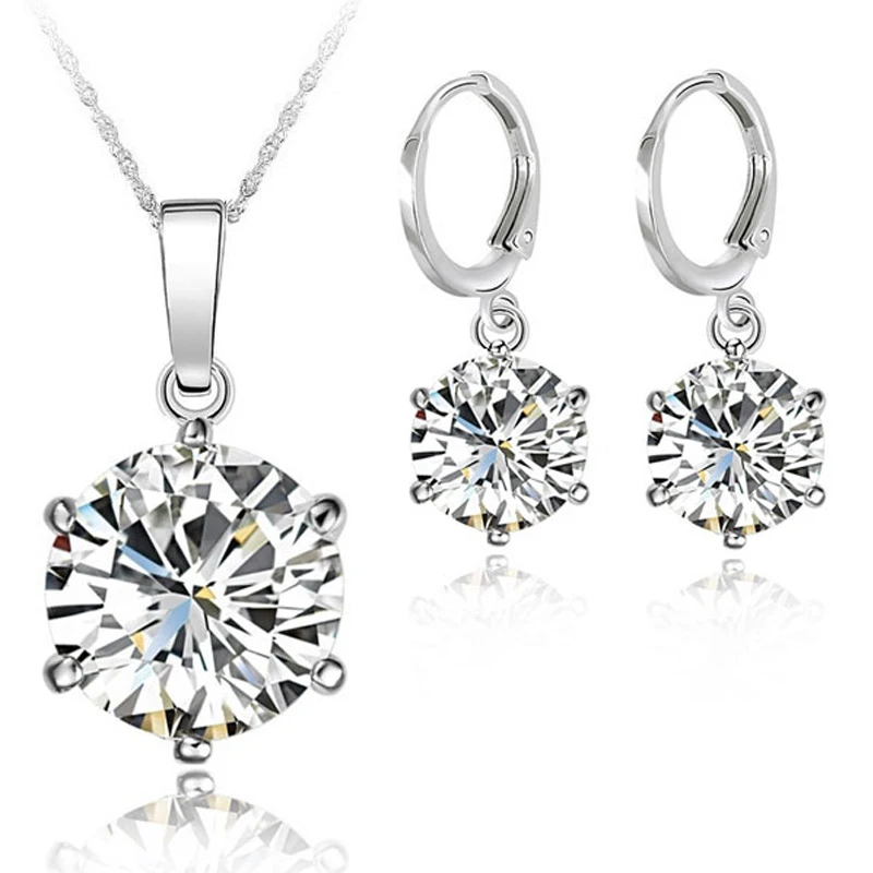 925 Sterling Silver Wedding Engagement Crystal Jewelry Sets For Woman Cubic Zirconia Pendant Necklace Earrings Set Bijoux
925 Sterling Silver Wedding Engagement Crystal Jewelry Sets For Woman Cubic Zirconia Pendant Necklace Earrings Set Bijoux