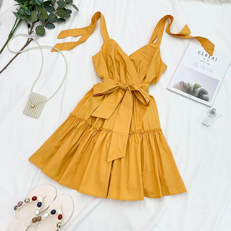 2019 Summer New Fashion Women Casual Solid Short A Line Dress Woman Sexy V Neck Backless Sashes Decoration Mini Beach Dress
2019 Summer New Fashion Women Casual Solid Short A Line Dress Woman Sexy V Neck Backless Sashes Decoration Mini Beach Dress